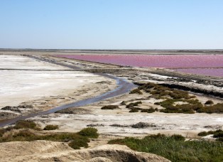 Salt evaporation ponds in the Camargue France