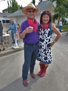 Faux hide and red boots