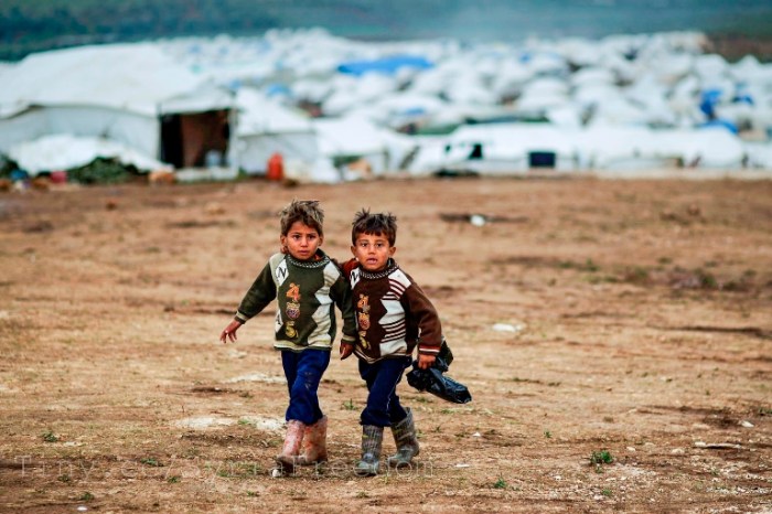 Kids in a Syrian refugee camp
